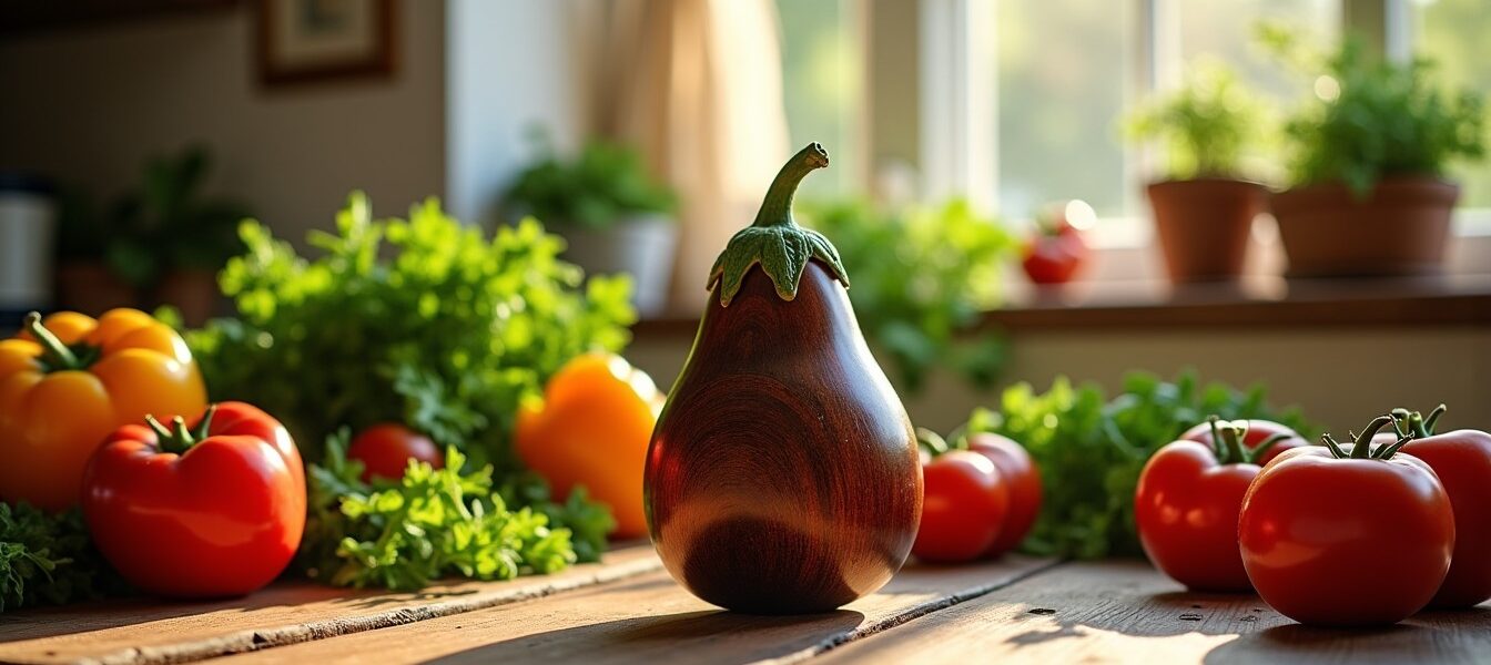 L’aubergine en bois : une invitation à explorer les trésors des fruits et légumes