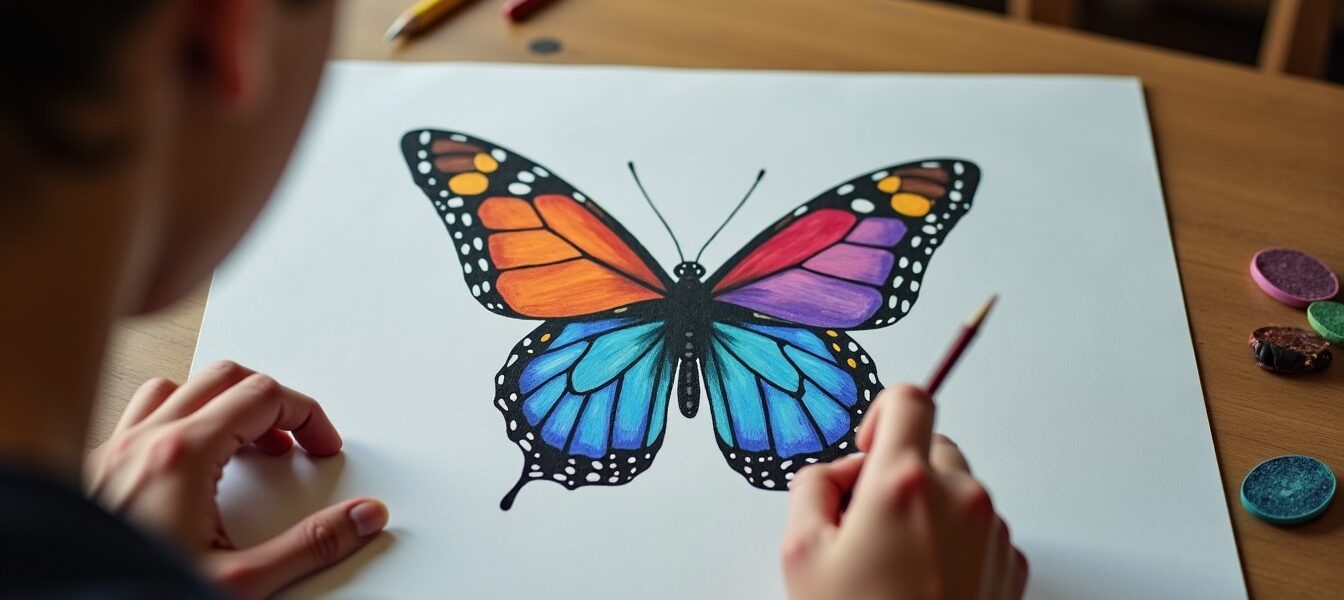 Papillon en dessin : conseils pratiques pour un motif coloré simple et rapide à réaliser